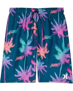 Hurley Kids Palm Print Pull-On Swim Trunks (Big Kids) | Swimwear