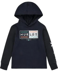 Hurley Kids Long Sleeve Graphic Hooded Top (Little Kids) | Hoodies & Sweatshirts